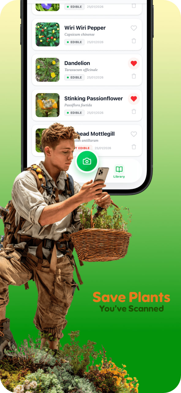Saved plants list showing the user’s personal plant collection