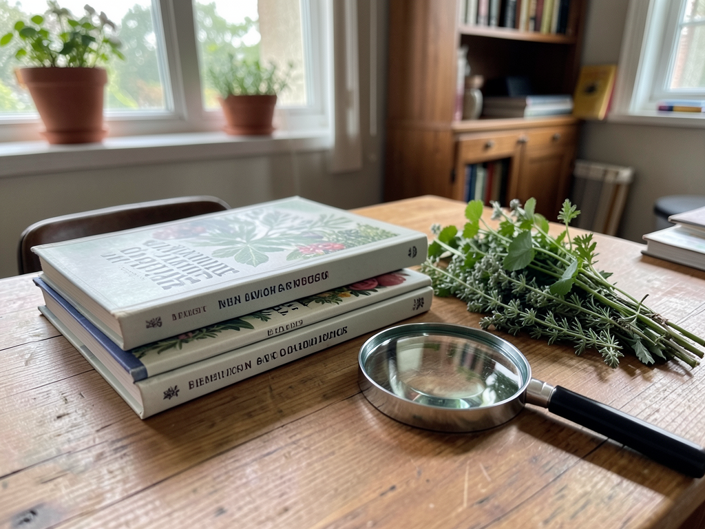 Stack of foraging reference books