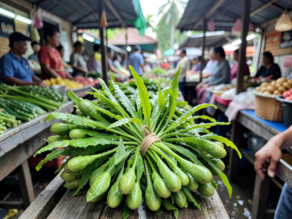 Fresh stir-fried fern tips with chili and garlic