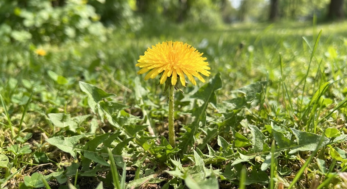A close-up of a bright yellow dandelion …
